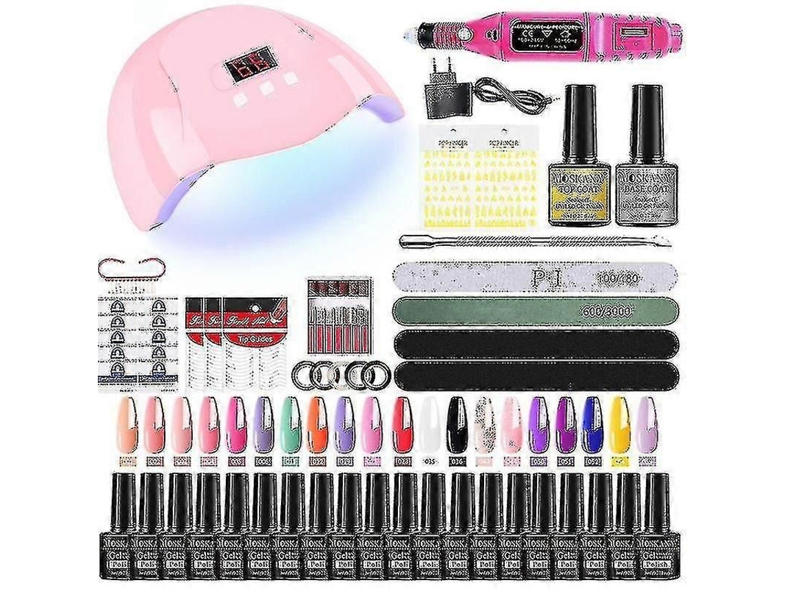 Kit de Unhas Gel Profissional Conjunto com 120w/54w Lâmpada Unha Uv e Broca Compatível Todo o G El Secagem Esmalte M GOKOCO