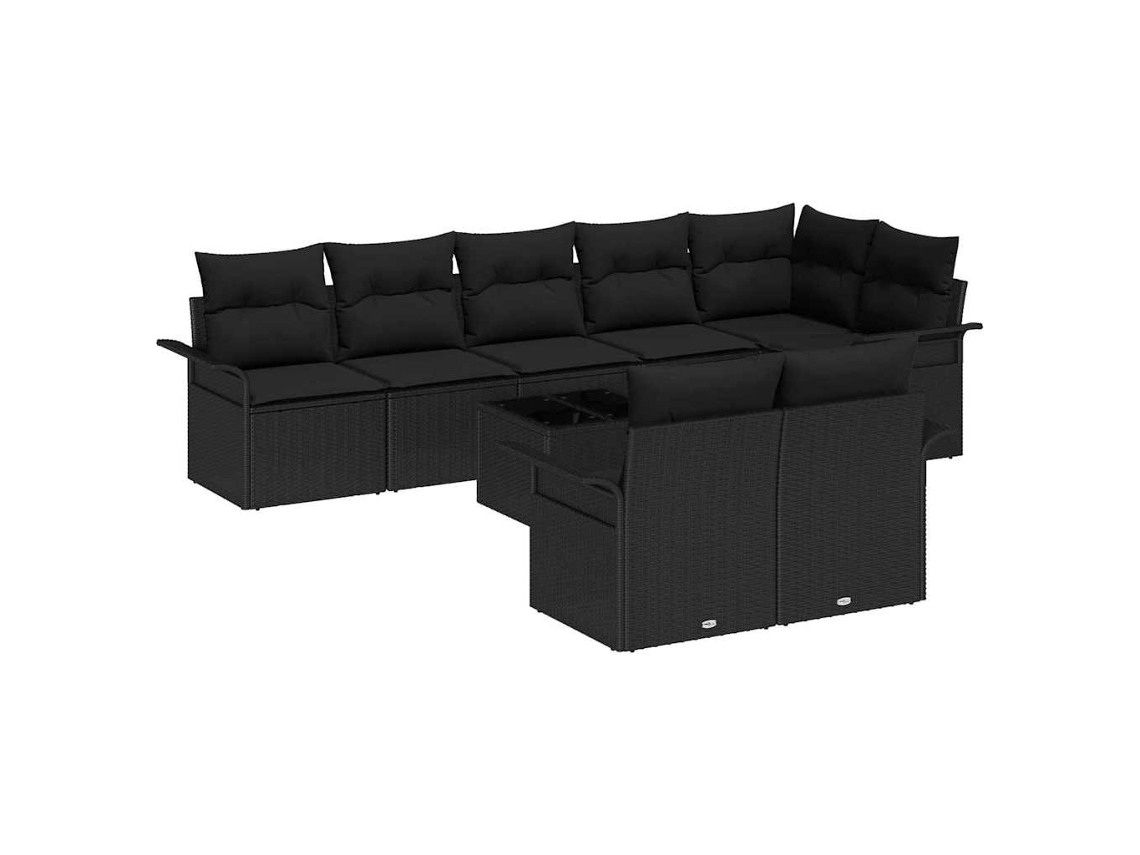 Conjunto de sofá de jardim 9 peças Preto Vime Pe MAISON EXCLUSIVE
