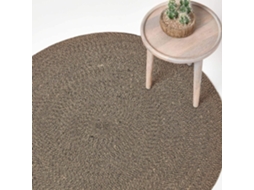 Homescapes Linen And Black Melange Braided Rug, 150 Cm Round