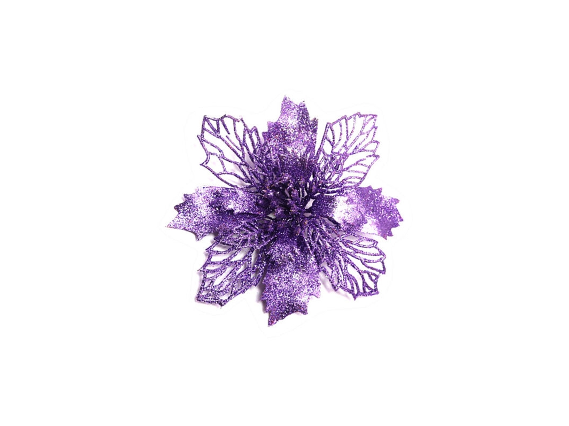 Conjunto de 12 Flores Artificiais para Árvores de Natal AQUAFORGE (roxas, 10 Cm)