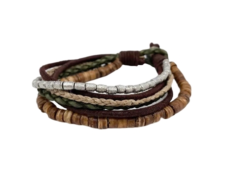 Pulseira ANJU (Couro - Castanho - Ajustável)