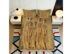 Conjunto de Cama com Estampa 3d Suricata em Microfibra Fronha 200x25cm