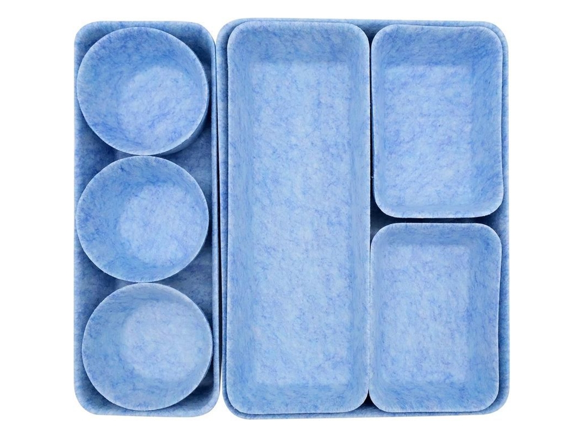 Organizador De Cajones De Fieltro Grueso Apilable Para Oficina Y Hogar Almacenamiento De Cosméticos, Utensilios Y Artículos Escolares Azul