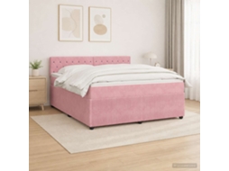 Vidaxl Cama Box Spring Com Colchão Rosa 140 X 190 Cm Veludo