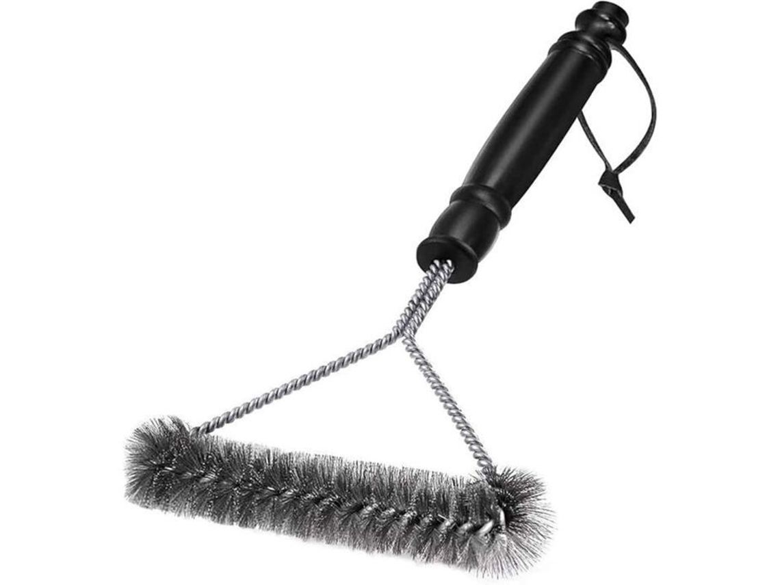 Escova de Limpeza para Churrasqueira PZCC 30 Cm Cerdas de Aço Inoxidável Cabo Longo Punho Antiderrapante