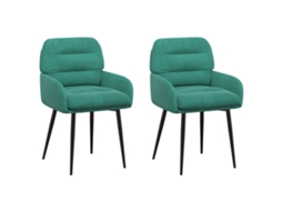 Conjunto 2 Cadeira De Jantar Vidaxl Azul-turquesa Veludo (59 X 59,5 X 90 Cm)