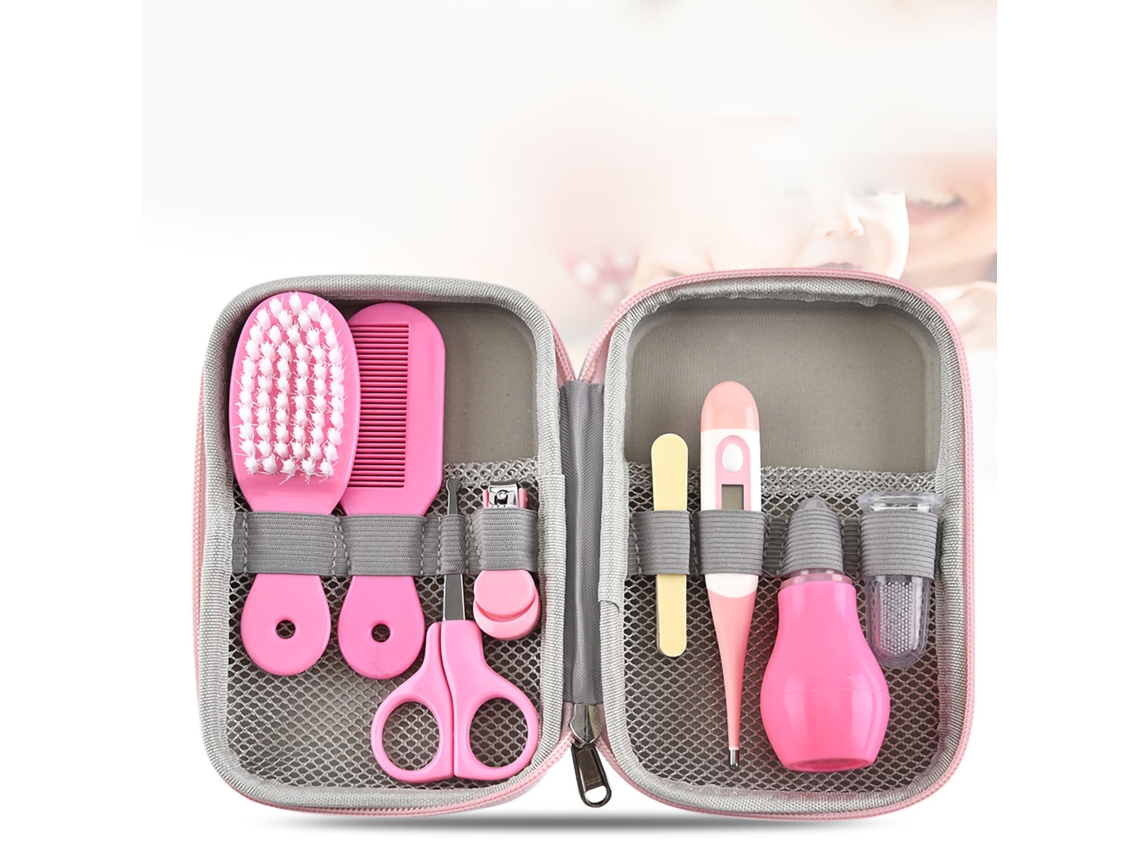 Mali conjunto de Higiene Infantil com Escova de Cabelo, Cortador de Unhas para Bebês Meninas Rosa