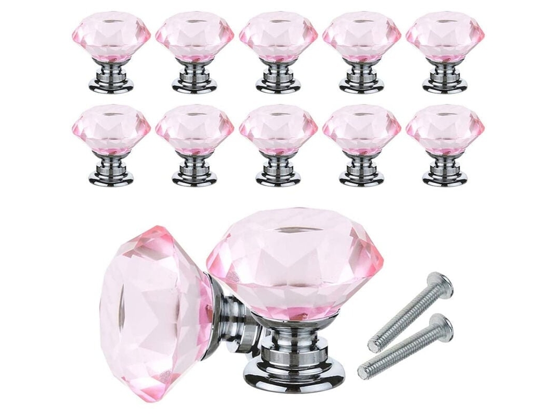 Conjunto de 10 Puxadores de Cristal em 30mm com Parafusos BRILVIBERA