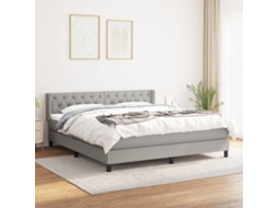 Vidaxl Cama Com Molas/colchão 160x200 Cm Tecido Cinzento-claro