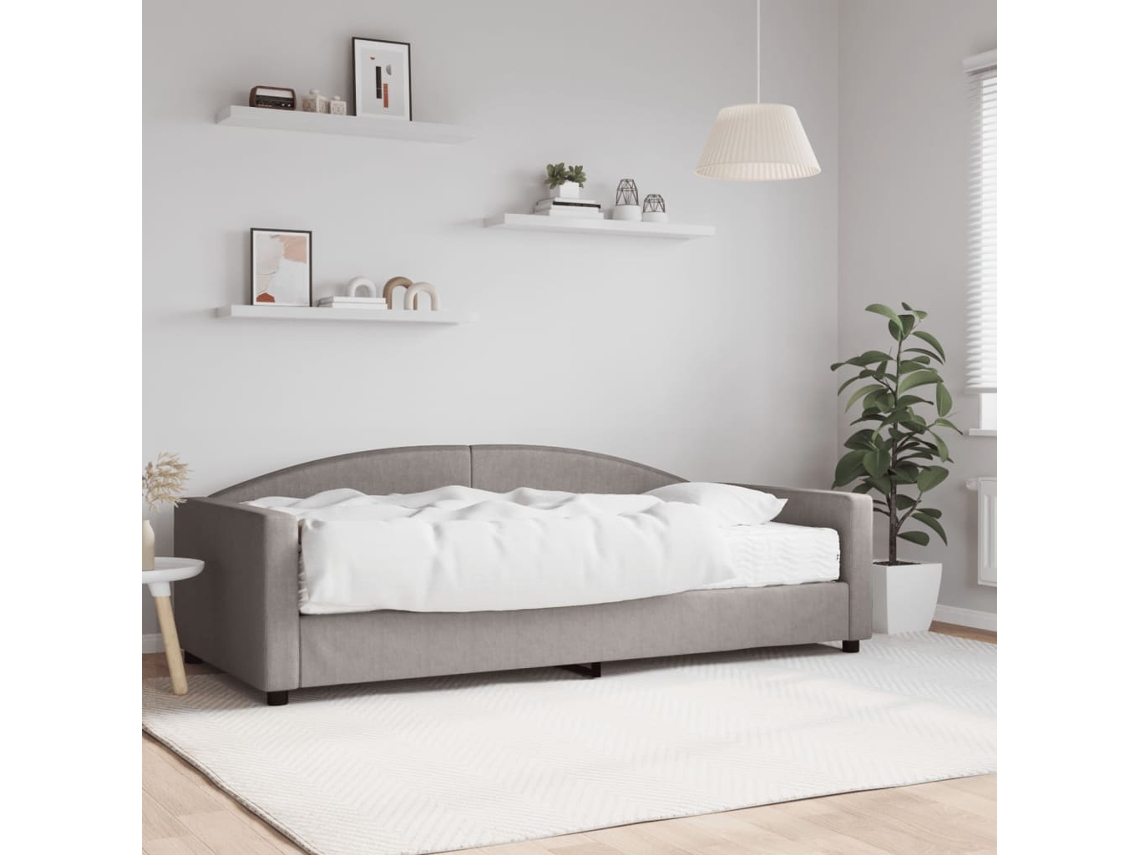 Vidaxl Sofá-cama Com Colchão 100x200 Cm Tecido Cinzento-acastanhado