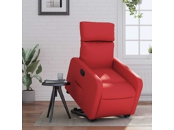 Vidaxl Poltrona Reclinável Elevatória Elétrica Couro Artif. Vermelho