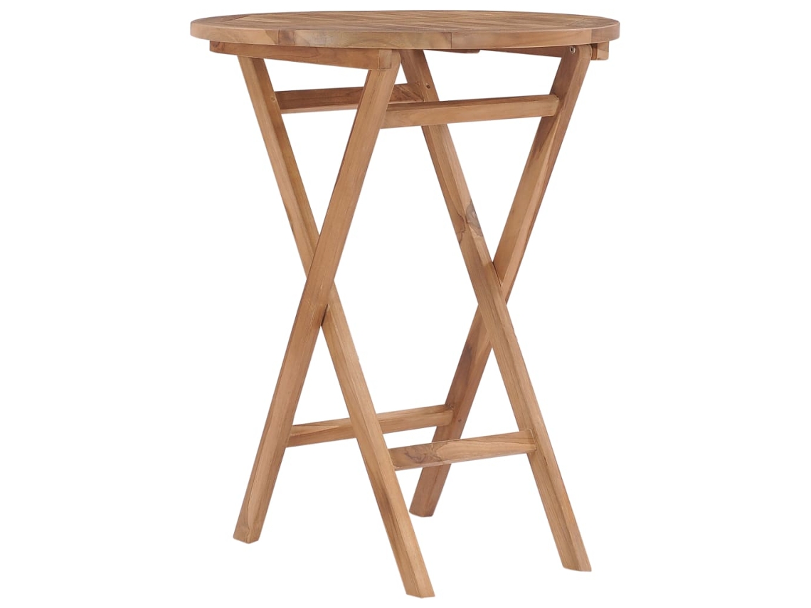Vidaxl Mesa De Jardim Dobrável 60 Cm Madeira Teca Maciça