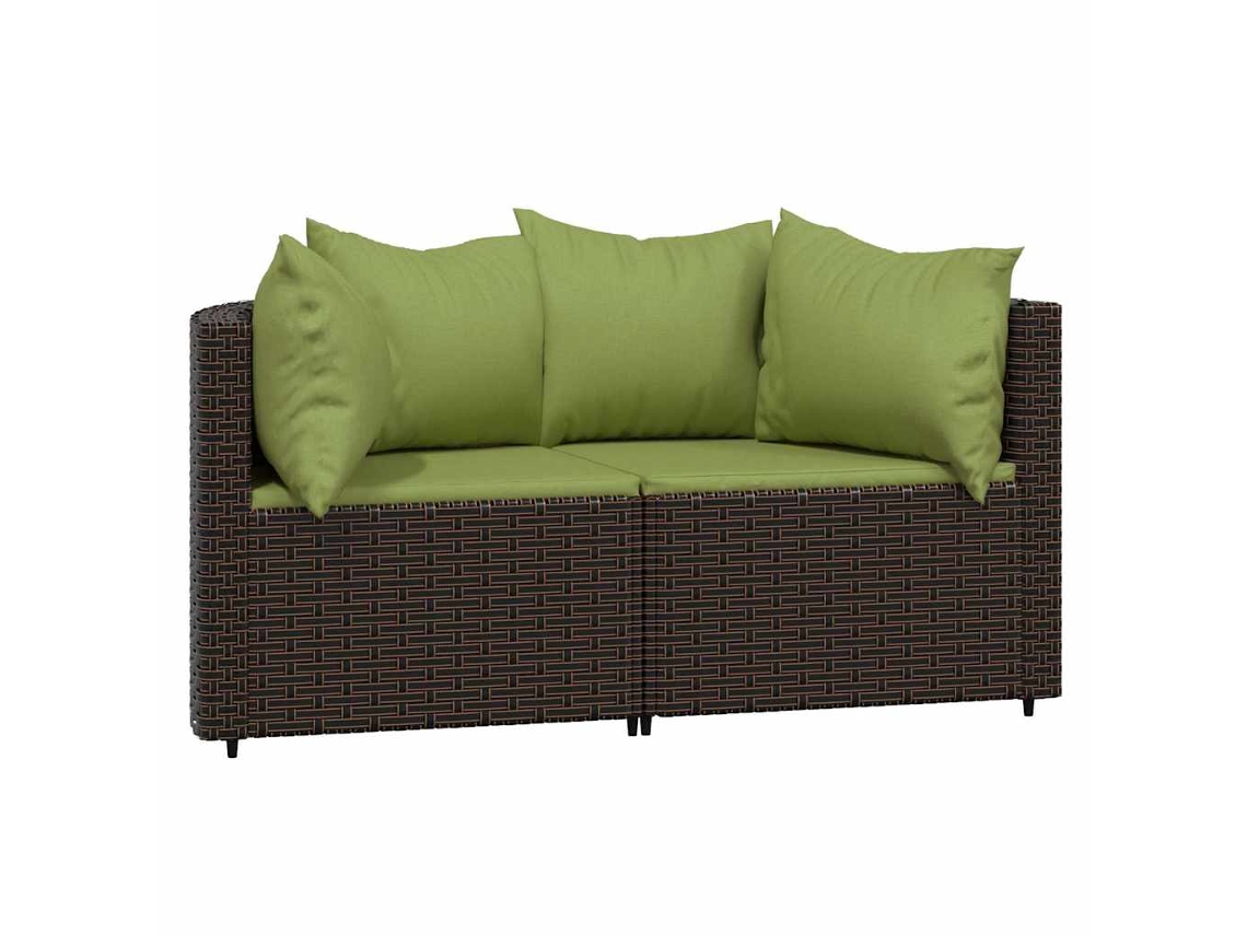 Maison Exclusive - Sofás De Canto Para Jardim Com Almofadões 2pcs Vime Pe Castanho