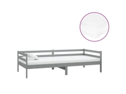 Sofá cama com Colchão 90x200 Cm Pinho Maciço Cinzento MAISON EXCLUSIVE