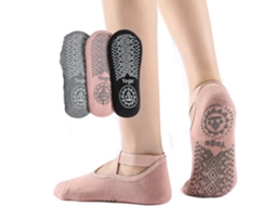 Meias de Ioga, 3 Pares, Antiderrapantes, para Pilates, Balé, Barra, Fitness AQUAFORGE
