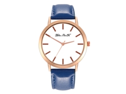 Relógio de Pulso Feminino Analógico de Quartzo com Pulseira Pu Estilo Clássico (azul Royal)