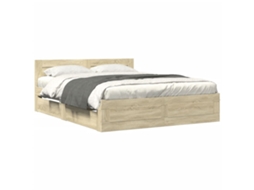 Estrutura de Cama com Cabeceira Derivados Madeira Carvalho Sonoma MAISON EXCLUSIVE