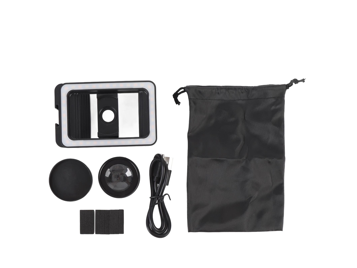 Adaptador De Lente Com Rosca 17mm+37mm E Luz De Preenchimento Led Para Celulares Android, Para Lentes Macro, Grande Angular E Olho De Peixe