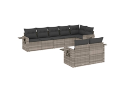 Maison Exclusive - 8 Pcs Conj. Sofás Jardim C/ Almofadões Vime Pe Cinzento-claro