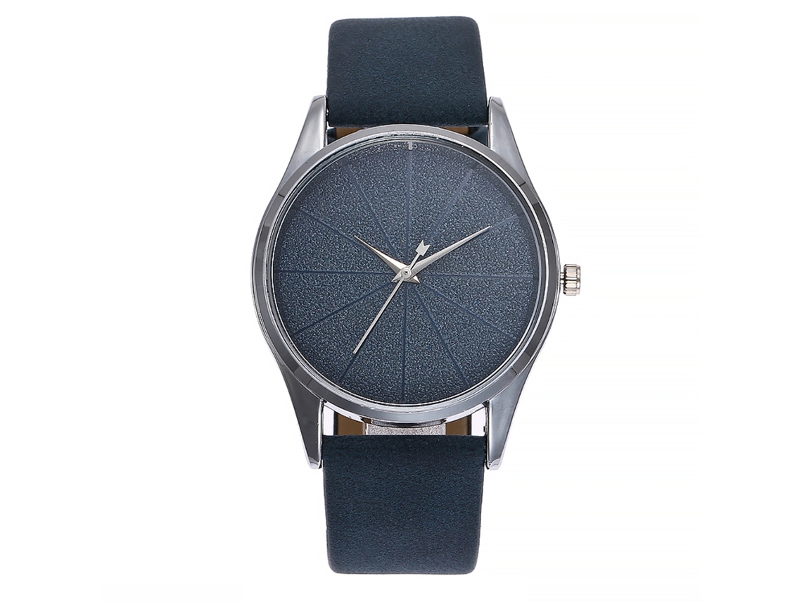 Relógio de Pulso Feminino Vansvar Pulseira Pu Estilo Simples Linhas Escamosas Azul