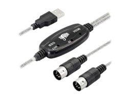 Lurelia Cabo USB Midi USB-A DIN 5 Pinos, Interface para Teclados, Pianos e Sintetizadores, iPhone e iPad