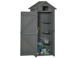 Casinha Jardim Prateleiras Janela Asfalto 77x54x179cm VELTRIX