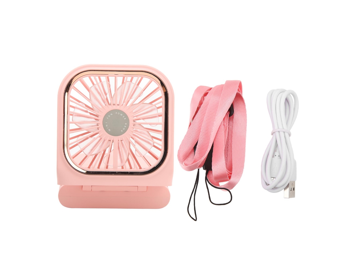 Ventilador de Pescoço Plegável Rosa com Bateria Power Bank