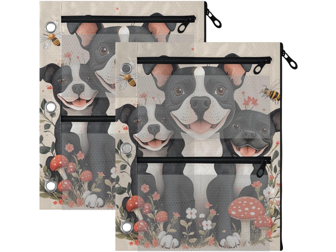 Pasta Com 3 Compartimentos, Desenhos Animados De Staffordshire Bull Terrier Cães
