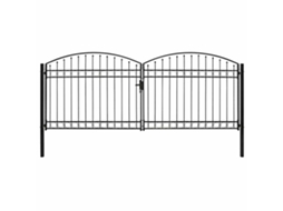 Vidaxl Portão De Cerca Assen Porta Dupla Com Topo Arqueado Em Aço 400x175 Cm