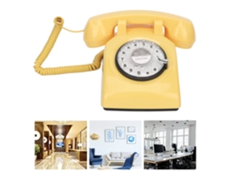 Telefone Rotativo Retro Simulação Clássica Telefone Mecânico Vintage Telefone De Anel Home Office Amarelo Brilvibera