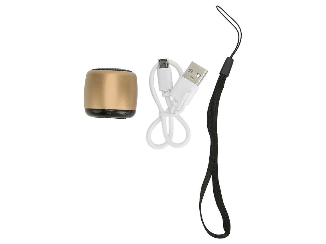 Mini altifalante Bluetooth portátil, recarregável por USB, de metal, para telemóveis, tablets, dourado