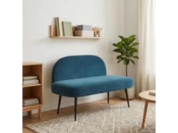 Vidaxl Banco Estofado Com Encosto Azul 110 X 60 X 76 Cm Veludo