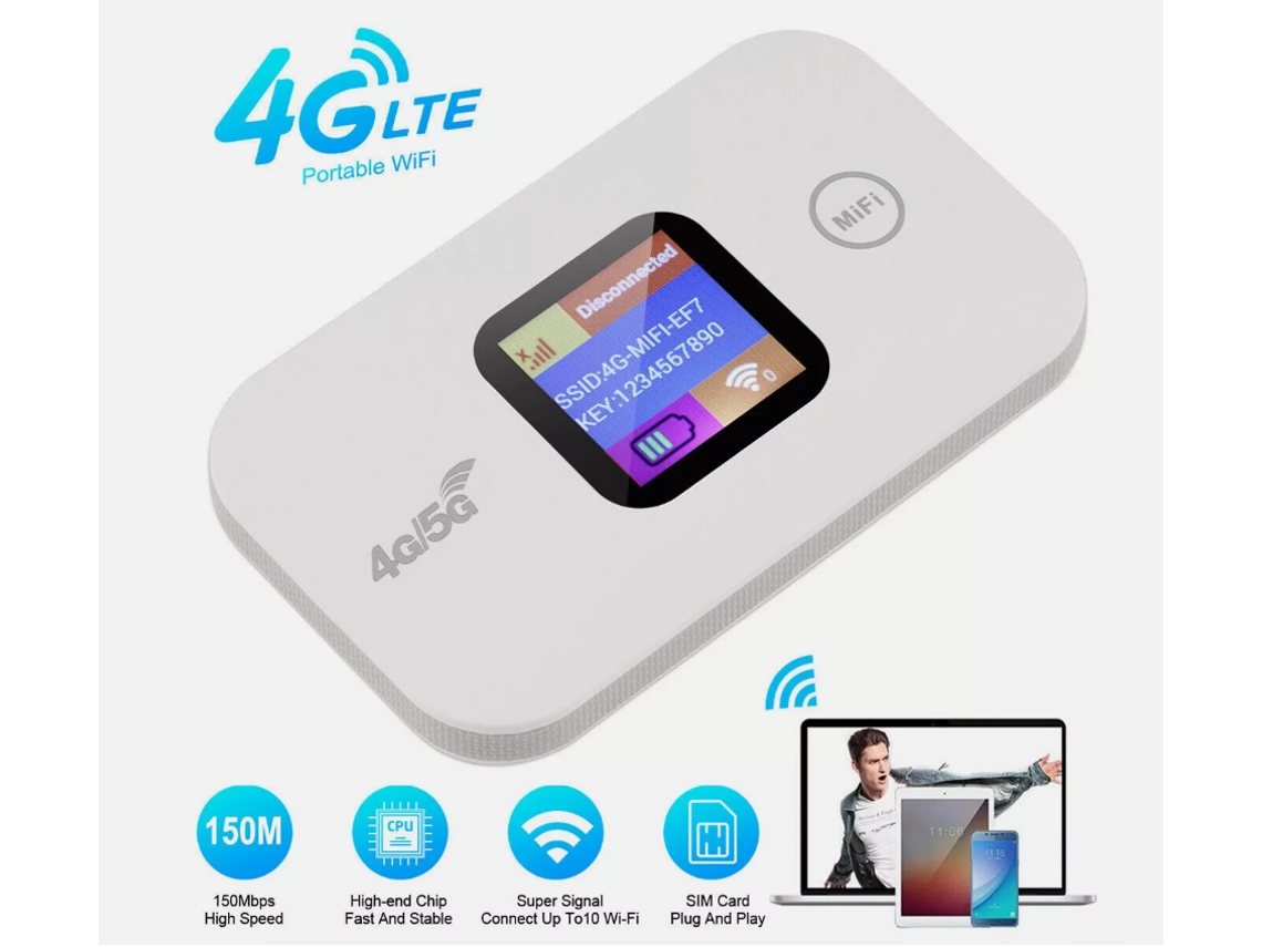 Roteador Wi-Fi Portátil 4G/5G LTE com Hotspot de 150 Mbps BRILVIBERA