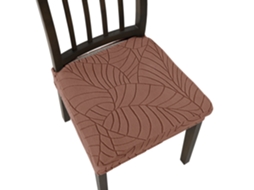Capa Elástica Jacquard Para Cadeira De Jantar , Removível E Lavável, Toque Macio Castanho Hexinyigjly