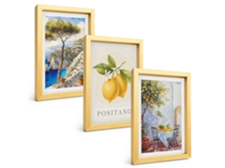 Composição De Quadros Vistas De Positano Com Limões Espelharte (3 Peças 20x30 Cm)