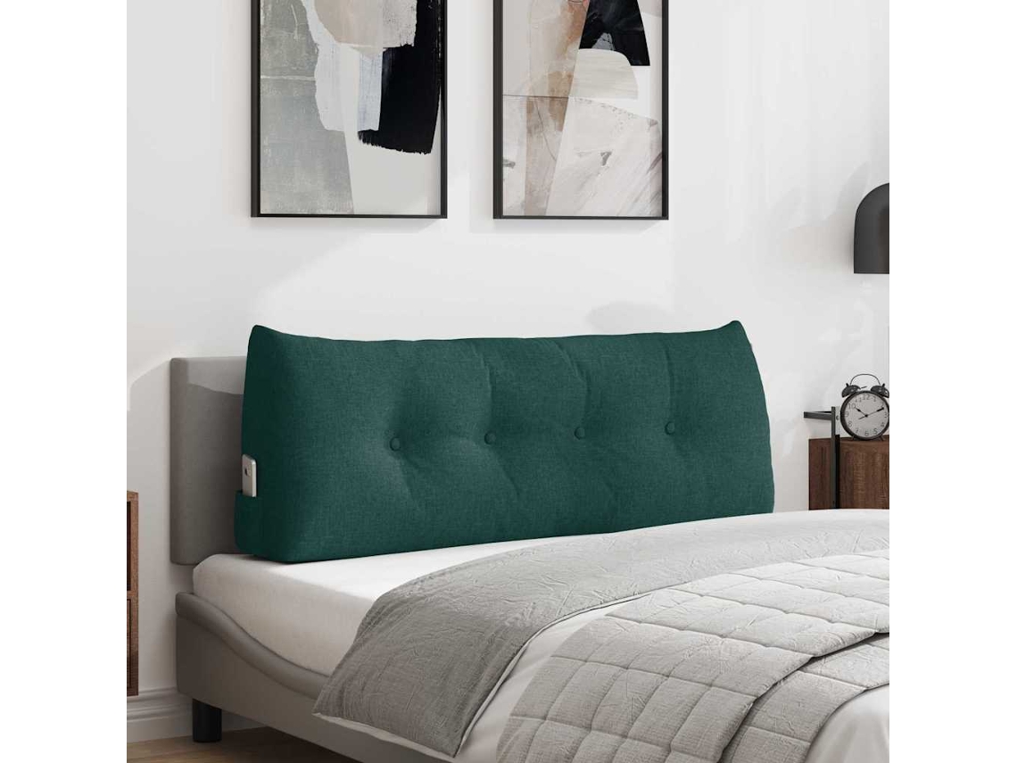 Vidaxl Travesseiro Para Costas Verde Escuro 120 X 24 X 50 Cm Tecido