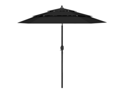 Vidaxl Guarda-sol De Jardim 3 Camadas C/ Poste De Alumínio 2,5 M Preto