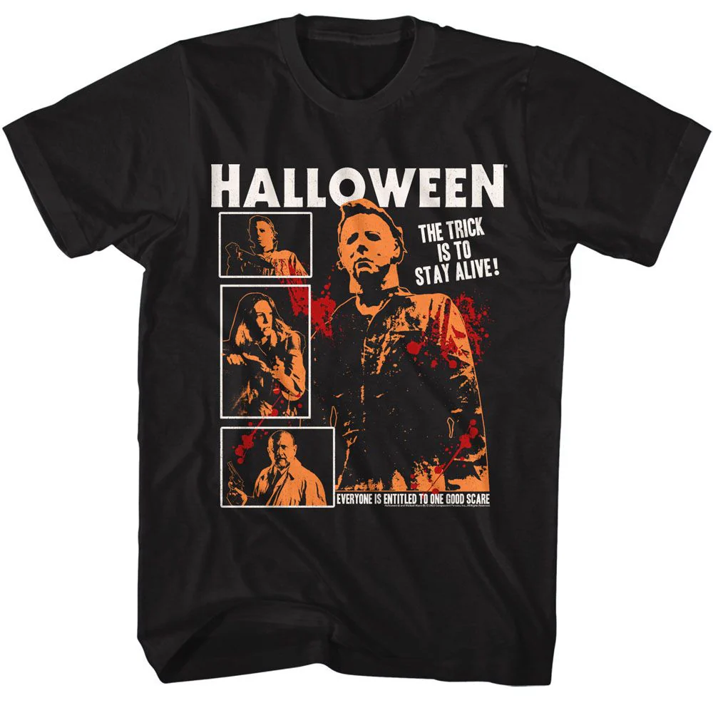 Unisex Adult T-shirt Rockinstone Halloween Movie Blood Splatter Black Sizes