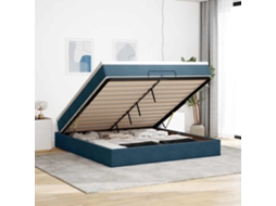 Vidaxl Estrutura de Cama Otomana com Colchão Azul Escuro Veludo