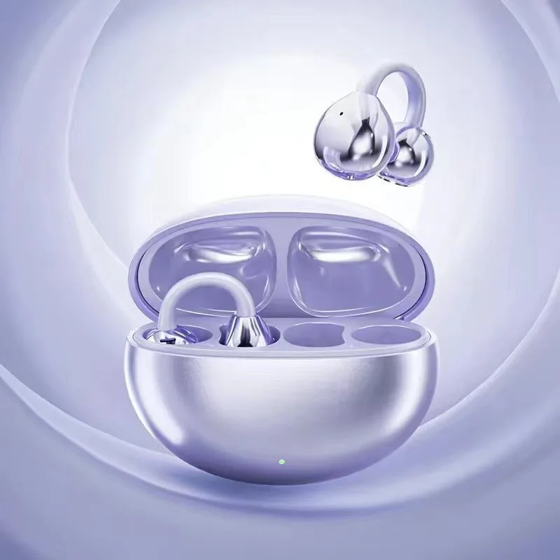 (roxo) Fones De Ouvido Bluetooth 5.4 Sem Fio, Com Clipe Para Fixação Na Parte Traseira E Bateria De Longa Duração.