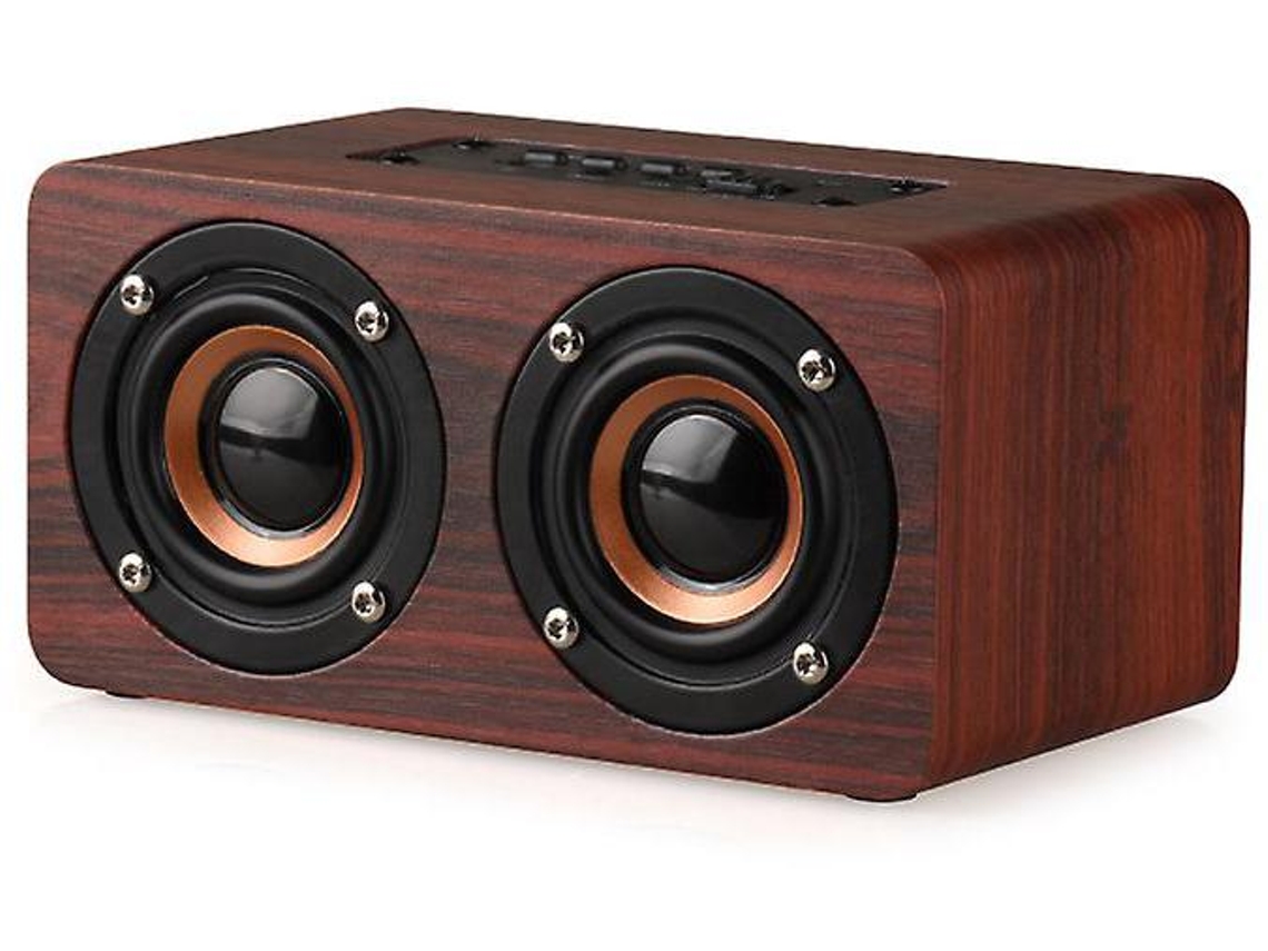 Alto Falante Estéreo Madeira Hi Fi 10w 8h Reprodução Tf/aux Microfone Viva Voz Marrom Yizhood