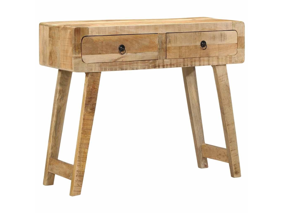 Vidaxl Mesa Consola 90x32x75 Cm Madeira De Mangueira Áspera Maciça