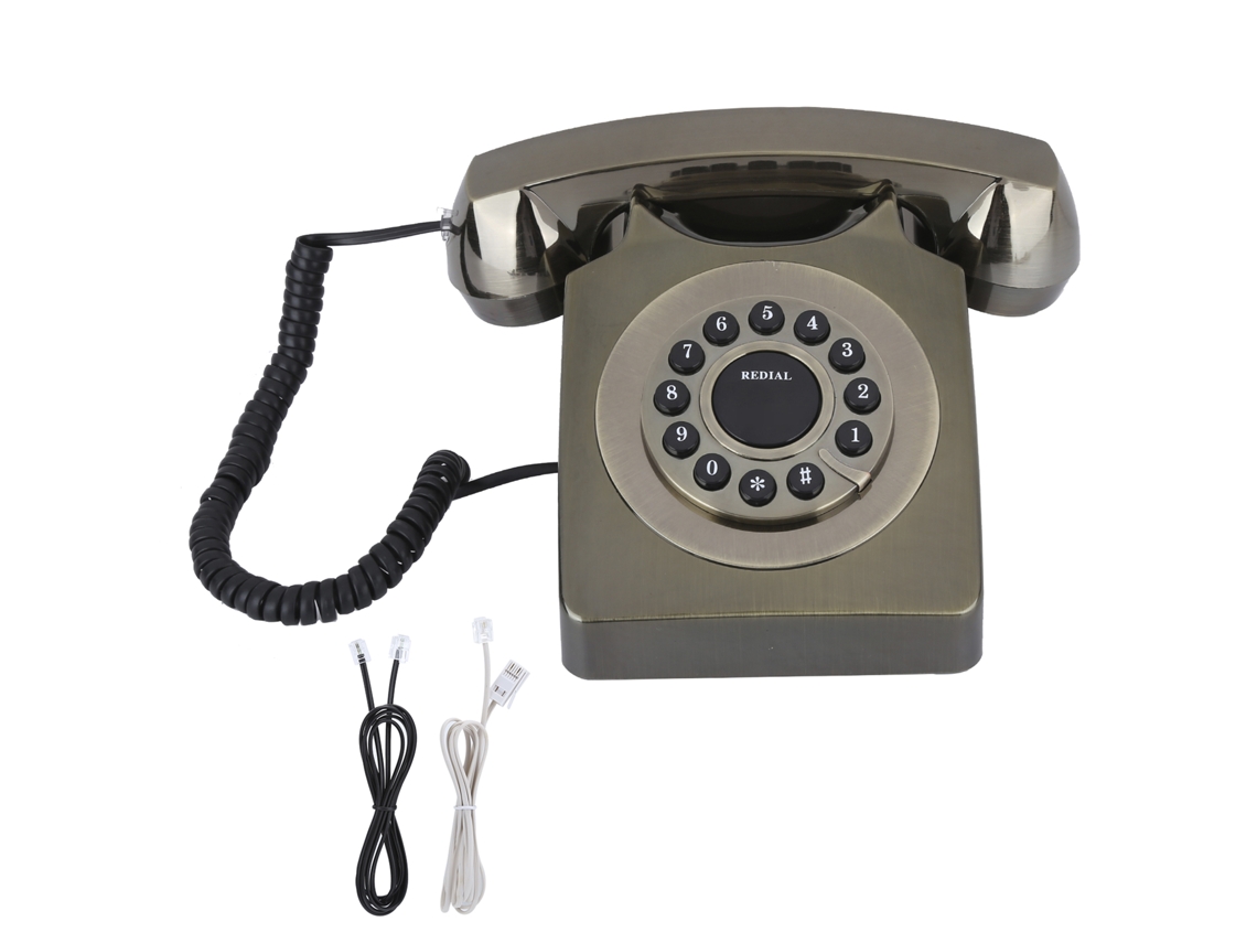 Telefone vintage Mali europeu multifuncional para casa e escritório botões grandes bronze antigo