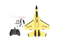 Avião RC elétrico de espuma de alta velocidade 2.4g com luz, leve e durável, brinquedo para crianças, amarelo