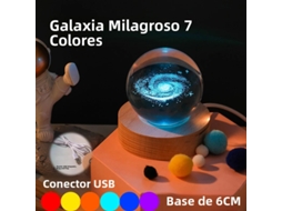 Luminária Noturna Led Usb Galaxy Crystal com Efeito 3d de Planeta e Lua. MDUG (6cm)