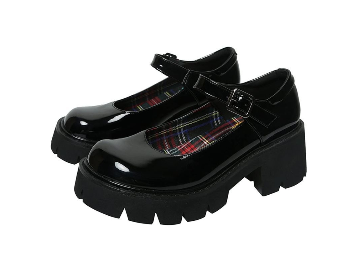 2026 zapatos Mary Jane de Plataforma Gruesa Retro Con Hebilla Punta Redonda Tacón 8cm Estilo Campus