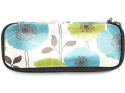 Estojo para lápis com estampa floral azul petróleo, grande capacidade, organizador de maquiagem, ideal para a escola.