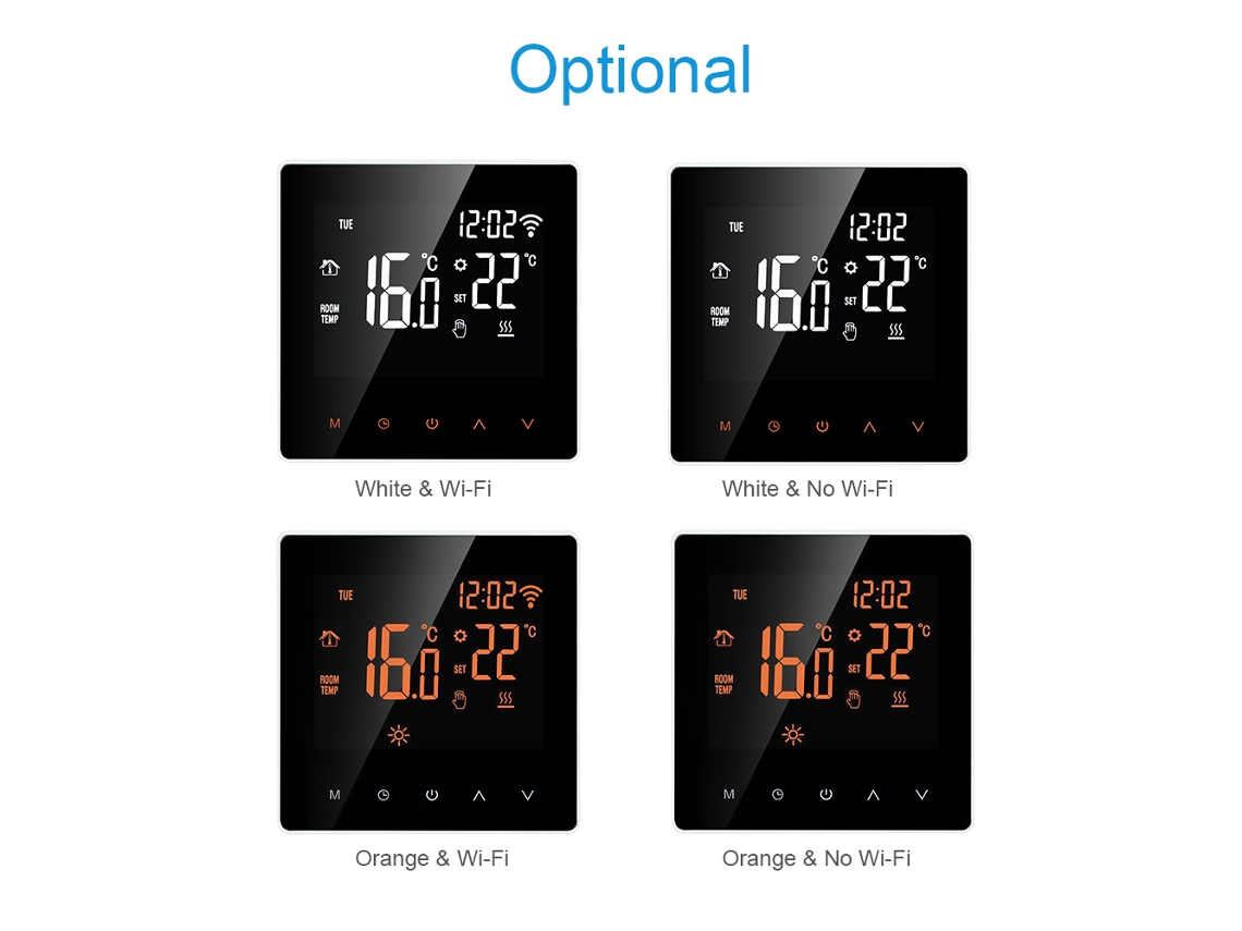 Termostato Inteligente Wifi Com Controle Por App E Tela Tática Para Aquecimento De Piso Elétrico 16a