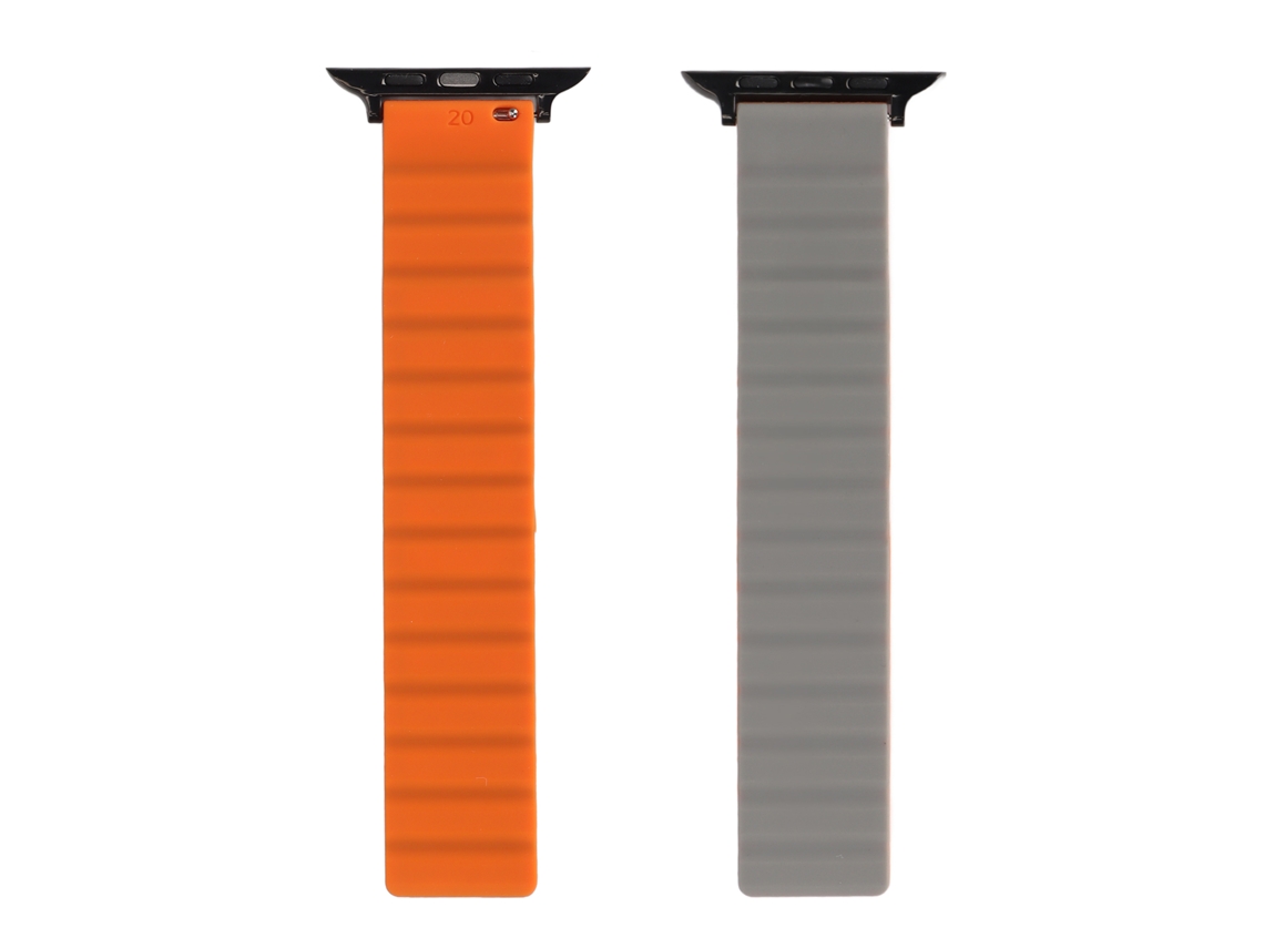 Aetheria 2pcs Pulseira de Silicone Magnética Ajustável para Iwatch Series 7 6 5 4 3 2 1 Se 42 44 45mm Cinza Laranja