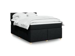 Vidaxl Cama Com Molas/colchão 160x200 Cm Tecido Preto